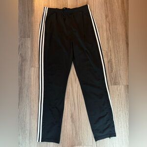 Adidas Black Track Pants with White Stripes